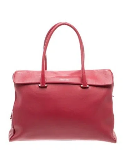 Pre-owned Tiffany & Co Leather Top Handle Bag In Red