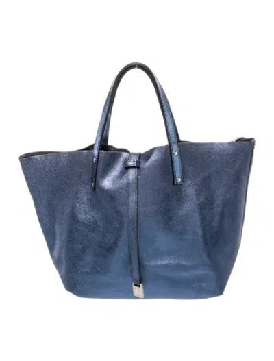 Pre-owned Tiffany & Co Leather Tote In Blue/metallic