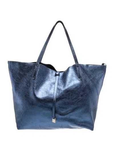 Pre-owned Tiffany & Co Leather Tote In Blue/metallic