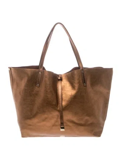 Pre-owned Tiffany & Co Leather Tote In Brown/metallic