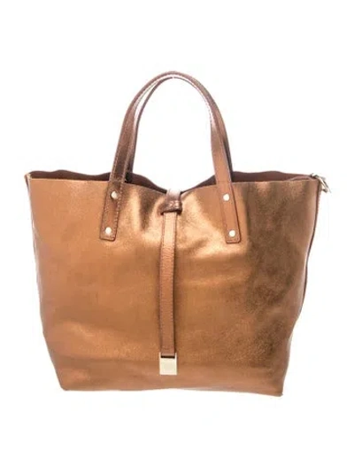 Pre-owned Tiffany & Co Leather Tote In Brown/metallic