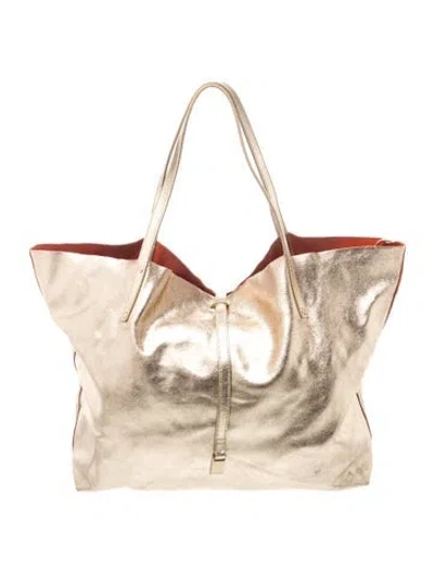 Pre-owned Tiffany & Co Leather Tote In Gold/metallic