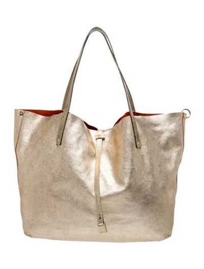 Pre-owned Tiffany & Co Leather Tote In Gold/orange