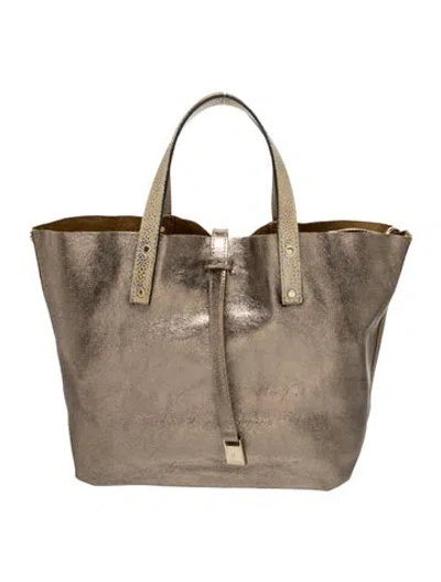 Pre-owned Tiffany & Co Leather Tote In Metallic/neutrals