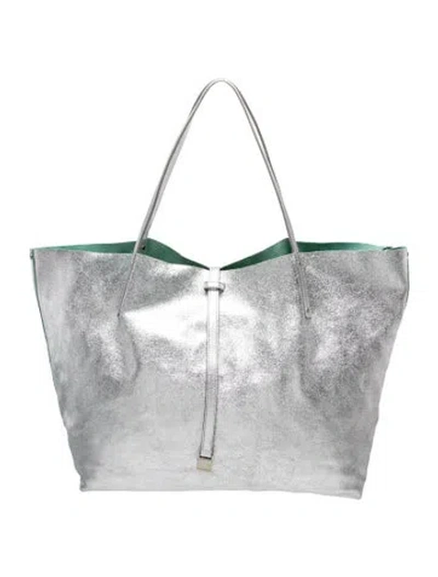 Pre-owned Tiffany & Co Leather Tote In Metallic/silver