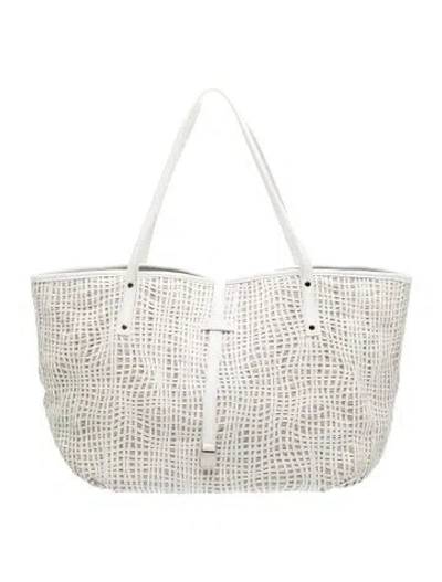 Pre-owned Tiffany & Co Leather Tote In Neutrals/white