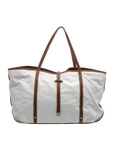 Pre-owned Tiffany & Co Leather Tote In Silver