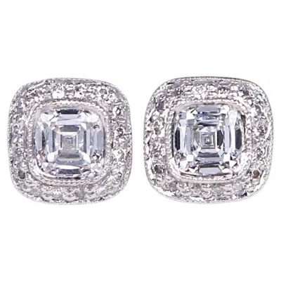 Pre-owned Tiffany & Co Legacy Platinum 0.76 Carat Cushion Diamond Halo Stud Earrings In Multiple