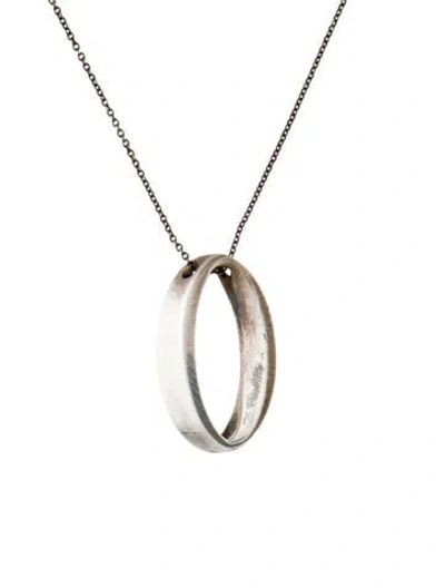 Pre-owned Tiffany & Co Letter Flat O Pendant Necklace, 16" In Multi