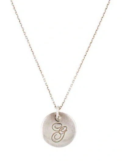 Pre-owned Tiffany & Co Letter 'g' Round Pendant Necklace, 18" In Multi