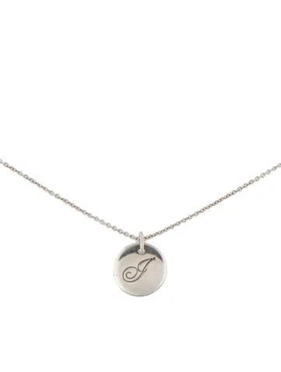 Pre-owned Tiffany & Co Letter J Round Pendant Necklace, 16.25" In Multi