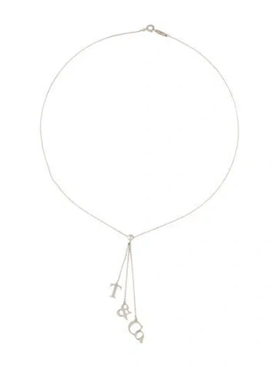 Pre-owned Tiffany & Co Letter Logo Lavalier Necklace, 16" In Multi
