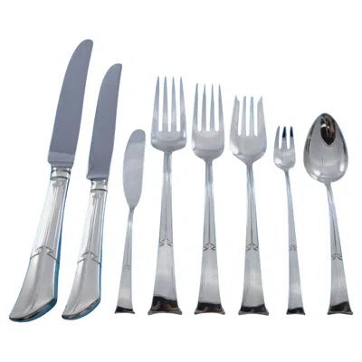 Pre-owned Tiffany & Co Linenfold By Tiffany And Co. Sterling Silver Flatware Service 8 Set 71 Pc Dinner