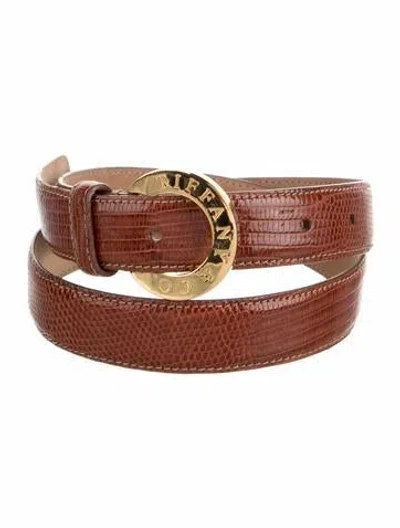 Pre-owned Tiffany & Co Lizard Waist Belt In Brown
