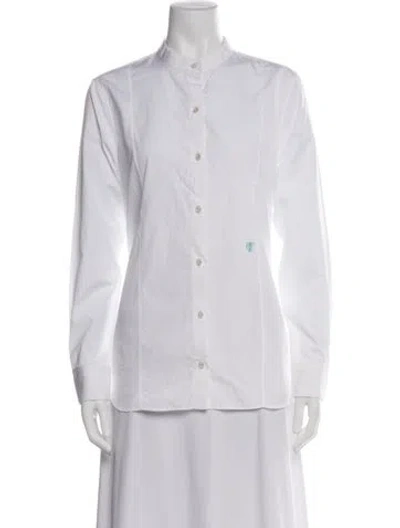 Pre-owned Tiffany & Co Long Sleeve Button-up Top In White