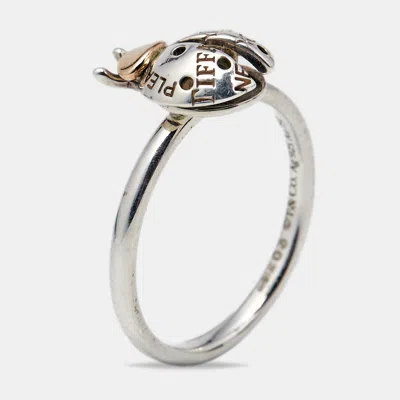 Pre-owned Tiffany & Co Love Lady Bug Sterling Silver18k Gold Ring Size 54