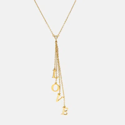 Pre-owned Tiffany & Co L.o.v.e. Letters Diamond 18k Yellow Gold Necklace