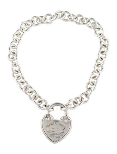 Pre-owned Tiffany & Co Love Lock Heart Charm Bracelet, 8.25" In Multi