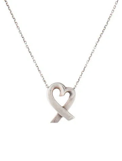 Pre-owned Tiffany & Co Loving Heart Pendant Necklace, 16" In Multi