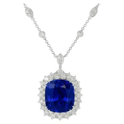 Pre-owned Tiffany & Co Magnificent . 22 Carat Natural Blue Sapphire And Diamond Necklace