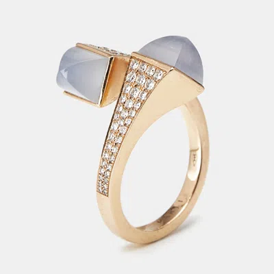 Pre-owned Tiffany & Co Marli Cleo Diamond Slim 18k Rose Gold Ring