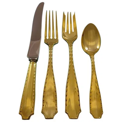 Pre-owned Tiffany & Co Marquise Gold By Tiffany And Co. Sterling Silver Flatware Set Service Vermeil