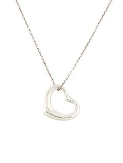 Pre-owned Tiffany & Co Medium Open Heart Pendant Necklace, 16.5" In Multi