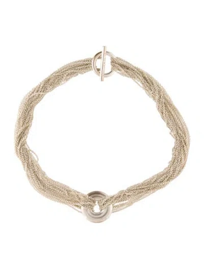 Pre-owned Tiffany & Co Mesh Circle Multistrand Toggle Necklace, 15", 15"