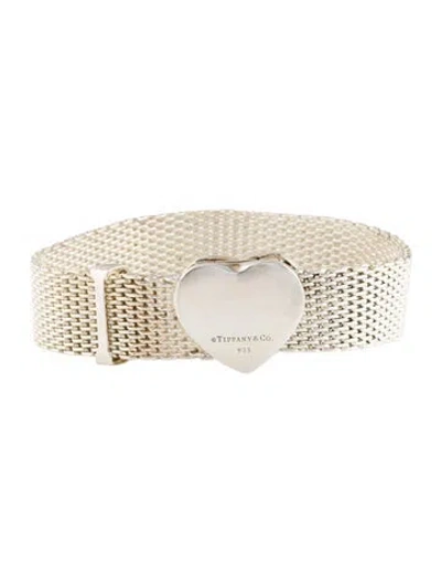 Pre-owned Tiffany & Co Mesh Heart Buckle Bracelet, 6.5" In Multicolor