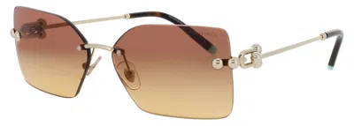 Tiffany & Co . Metal Sunglasses For Women In 618978 - Gold Havana / Gradient Orange