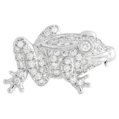 Pre-owned Tiffany & Co . Mini 18k White Gold Diamond Frog Brooch