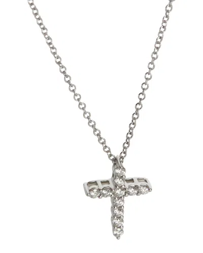 Tiffany & Co . Mini Cross Platinum 0.21 Ct. Tw. Diamond Pendant (authentic Pre-  Loved) In Silver
