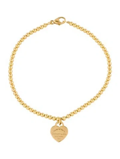 Pre-owned Tiffany & Co Mini Heart Tag Bead Bracelet, 6.75" In Multi