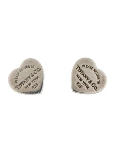 Pre-owned Tiffany & Co Mini Heart Tag Stud Earrings In Multi