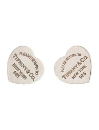 Pre-owned Tiffany & Co Mini Heart Tag Stud Earrings In Multi