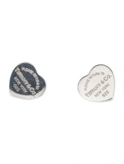 Pre-owned Tiffany & Co Mini Heart Tag Stud Earrings In Multi
