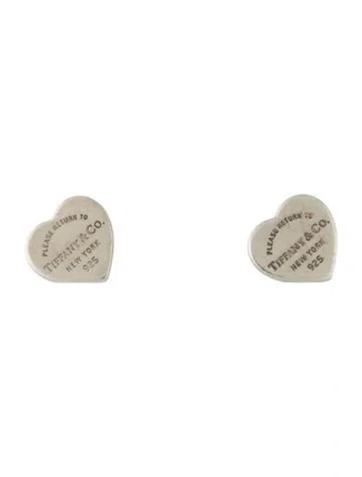 Pre-owned Tiffany & Co Mini Heart Tag Stud Earrings In Multi