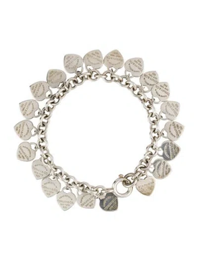 Pre-owned Tiffany & Co Mini Multi Heart Tag Charm Bracelet, 6.5"