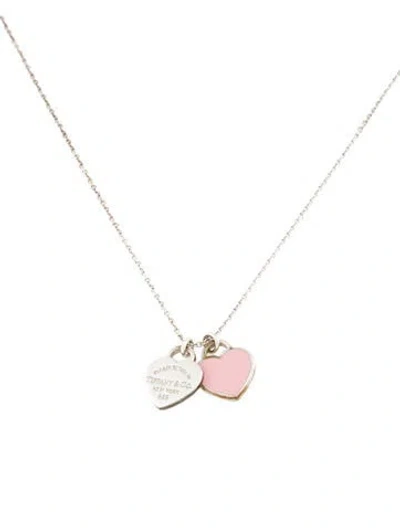 Pre-owned Tiffany & Co Mini Pink Double Heart Tag Pendant In Multi