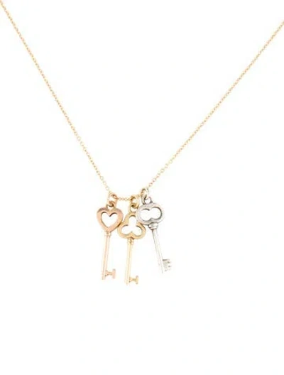 Pre-owned Tiffany & Co Mini Three-key Pendant Necklace, 18" In Multi
