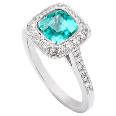Pre-owned Tiffany & Co Mint Green Tourmaline & Diamond Ring