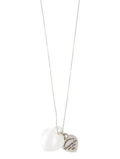 Pre-owned Tiffany & Co Mother Of Pearl Double Heart Pendant Necklace, 16" In Multi