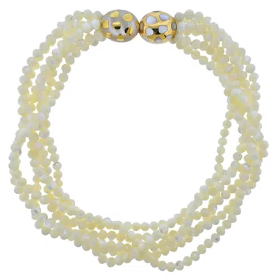 Pre-owned Tiffany & Co . Mother Of Pearl Inlay Gold Positive Negative Torsade Necklace In Multi