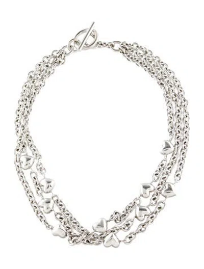 Pre-owned Tiffany & Co Multistrand Heart Station Toggle Necklace, 17"
