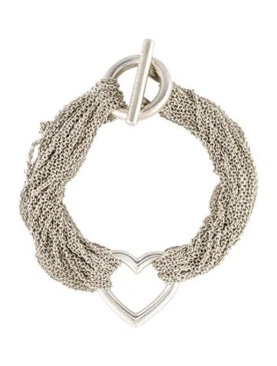 Pre-owned Tiffany & Co Multistrand Heart Toggle Bracelet, 6.5"