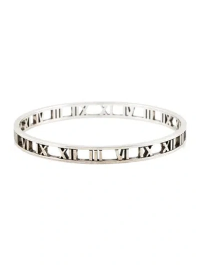 Pre-owned Tiffany & Co Narrow Atlas Open Bangle Bracelet, 8" In Multicolor