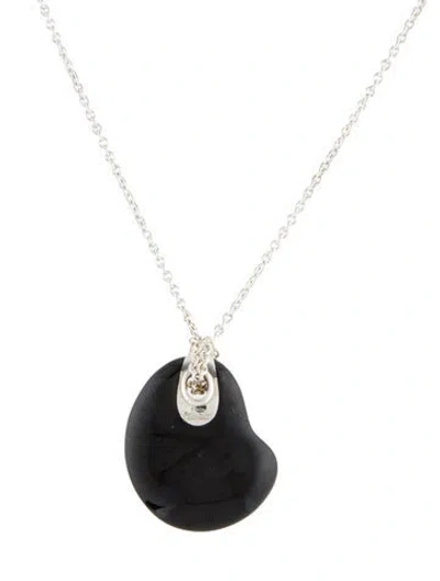 Pre-owned Tiffany & Co Nephrite Touchstone Pendant Necklace, 16" In Multi