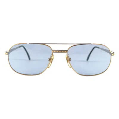 Pre-owned Tiffany & Co New Vintage Tiffany T 396 Oval Gold Plated Blue Lenses 90's Sunglasses Italy