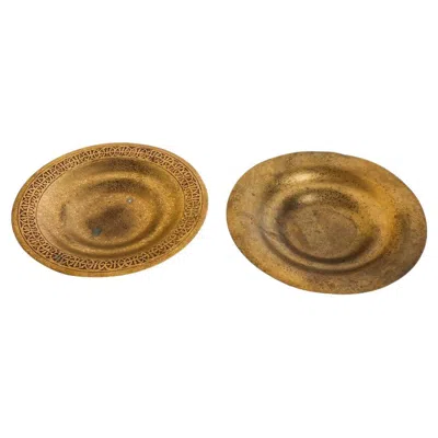 Pre-owned Tiffany & Co New York Gilt Brass Decorative Pair Of Plate In Brown