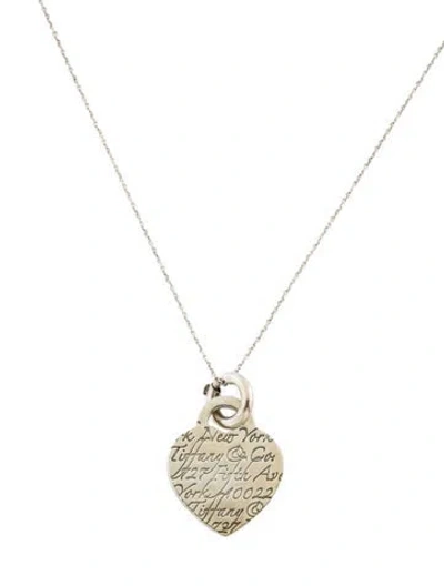 Pre-owned Tiffany & Co Notes Heart Tag Pendant Necklace, 16" In Multi